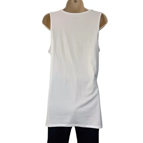 Reel Legends White Sleeveless Adjustable Ruched Side Tank Top Performance Fabric - Picture 2 of 16